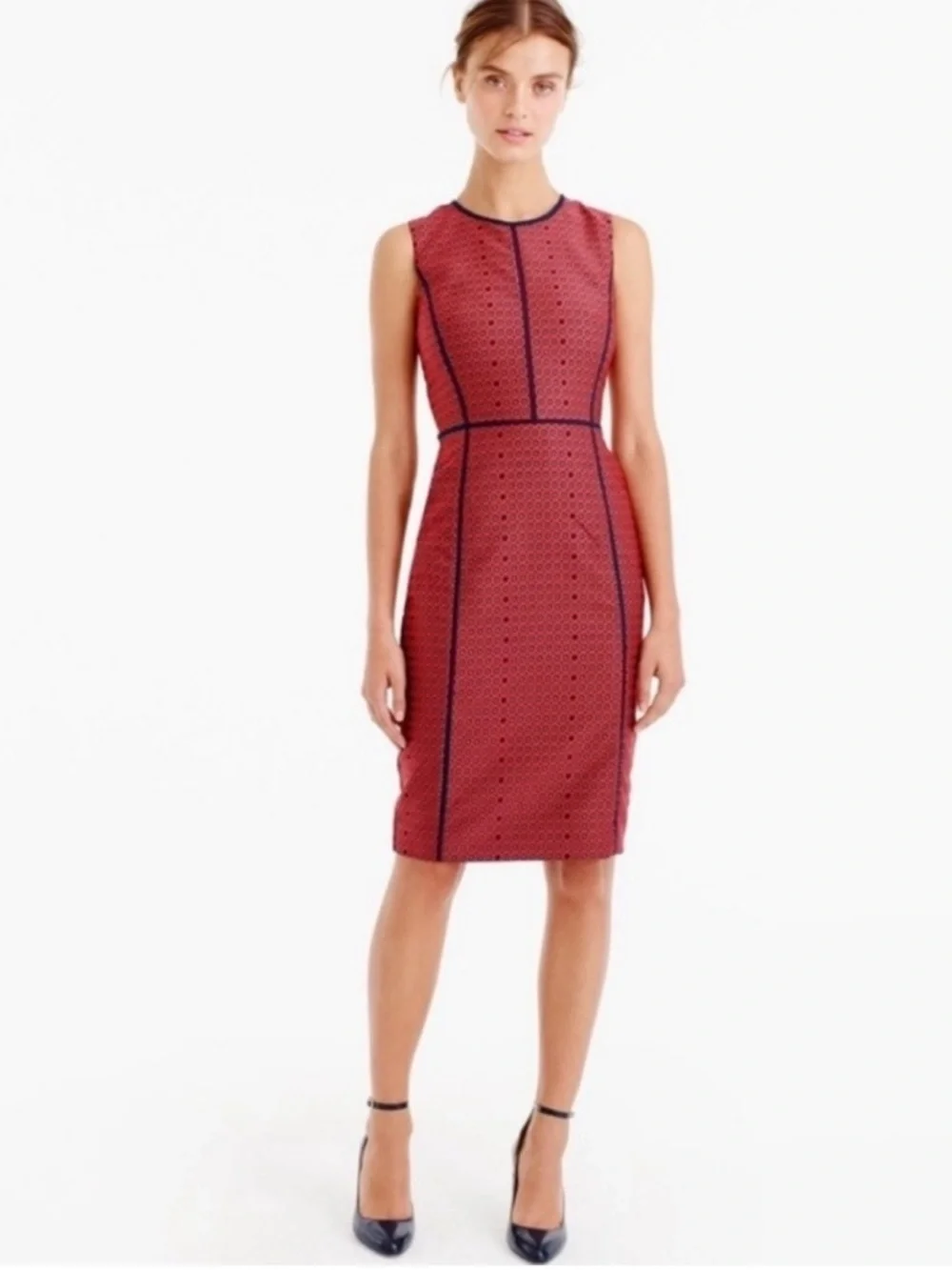 J Crew Sleeveless Sheath Dress Purple Medallion Foulard Print Size 2 Career Work